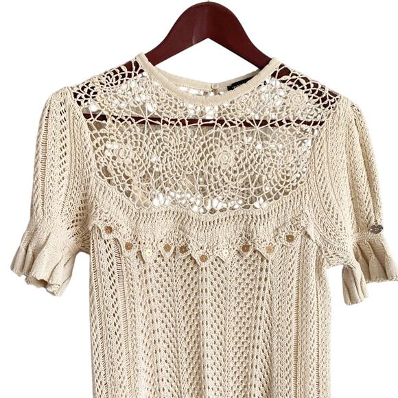 TWINSET Cotton Crochet Mini Dress Medium - Picture 3 of 14